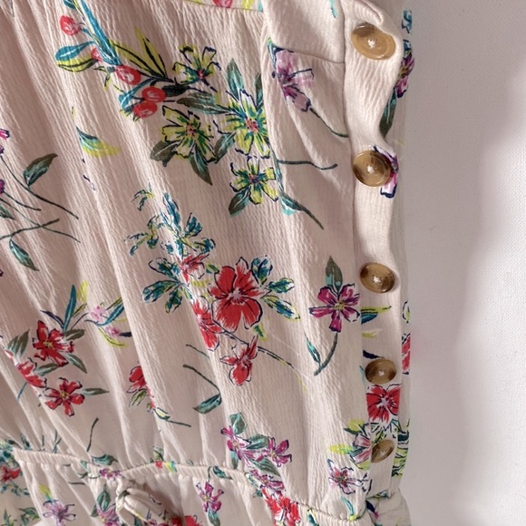 TIME & TRU Side Button Tank Top Khaki Safari Floral Size XL (16/18) - Picture 7 of 9